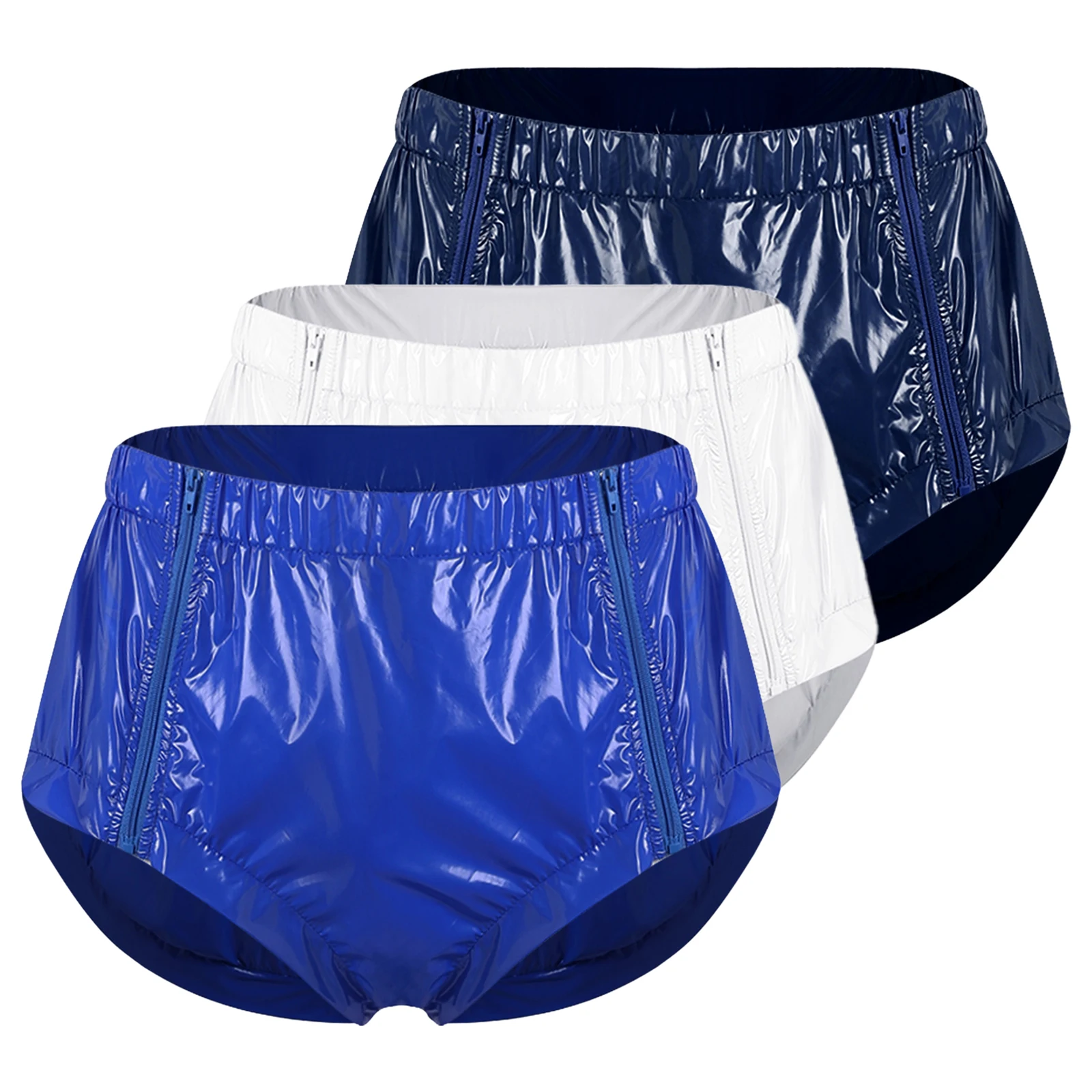 3pcs Adults Leak-proof Diaper Cover Underwear Both Side Zipper Tear-away Waterproof Reusable Briefs for Elderly Caring Nursing