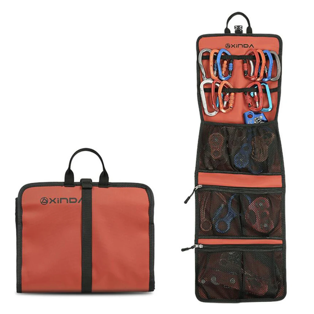 Folding Rock Climbing Caving Quickdraw Sling Carabiner Collection Bag Pouch
