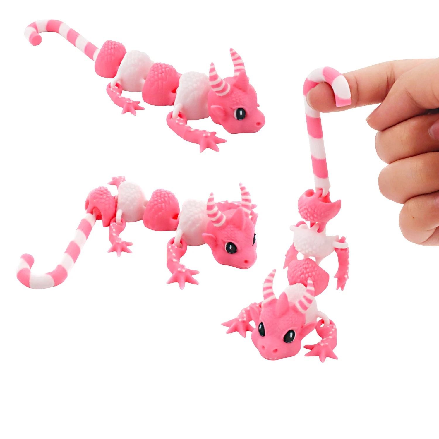 Dragón con gancho de caramelo impreso en 3D, apariencia novedosa bonita e interesante, juguete de regalo ornamental de pequeño dragón multicolor