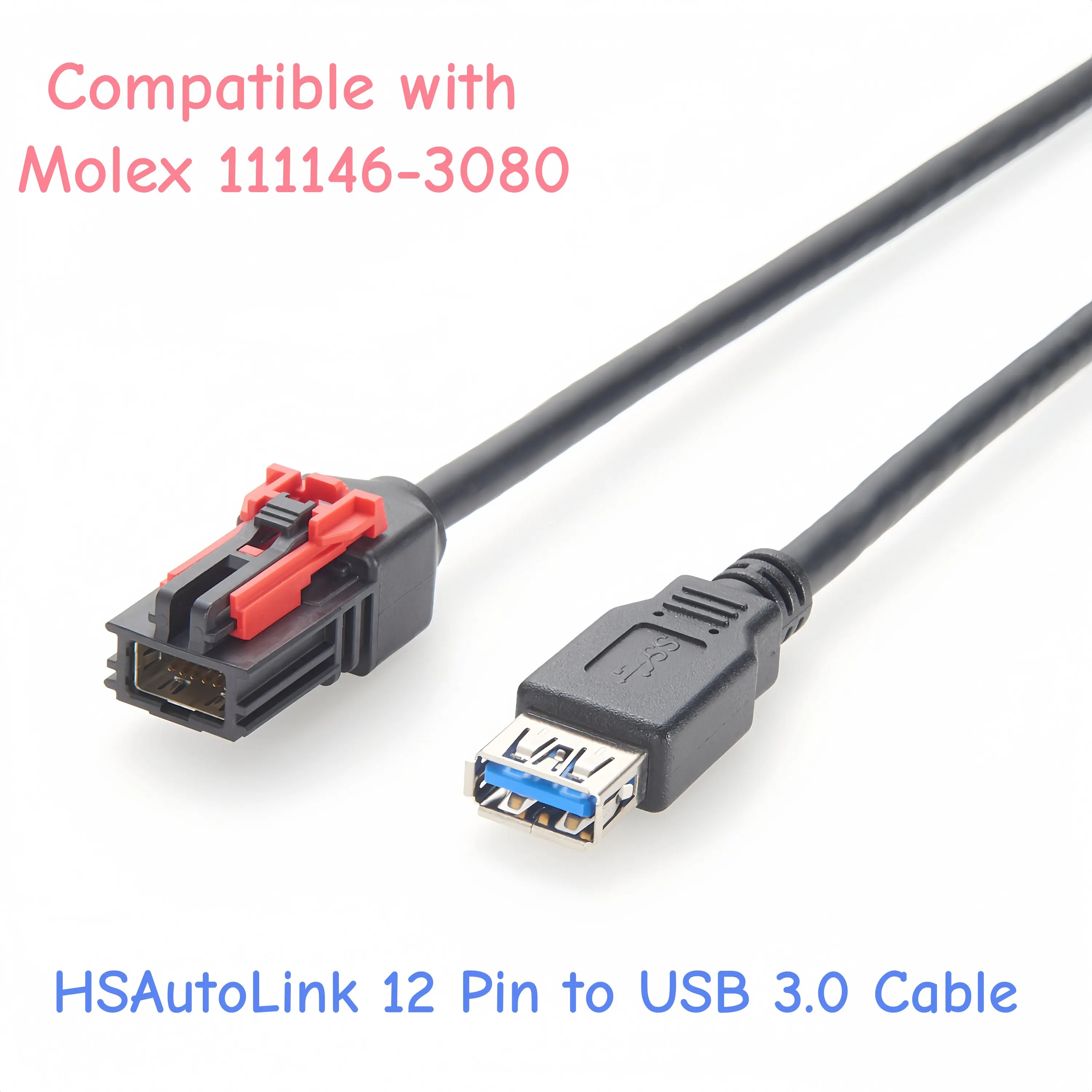HSAutoLink Cable Assembly HSAL2 12 Pin Male to USB 3.0 Female High Speed Data Transfer Cable Compatible with Molex 111146-3080