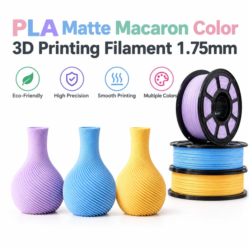 Matte Macaron Color PLA 3D Printer Filament 1.75mm 1KG Eco-Friendly High Precision Smooth Printing Multi Pastel Shades FDM