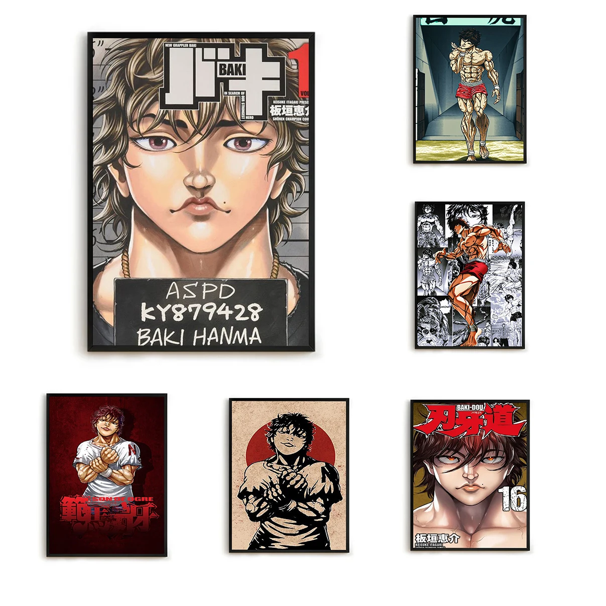 

Japanese Hot Blooded Anime Hanma Baki Cartoon Poster Aesthetic Room Decoration Interior Paintings Home Accessory Canvas Wall Art