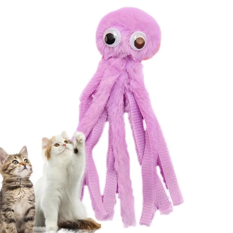 Chew Toys For Cats Plush Toys Cat Chew Toy Soft Pet Toy Kitten Chew Toys Plush Pillow Cartoon Octopus Interactive Cat Toy Pet