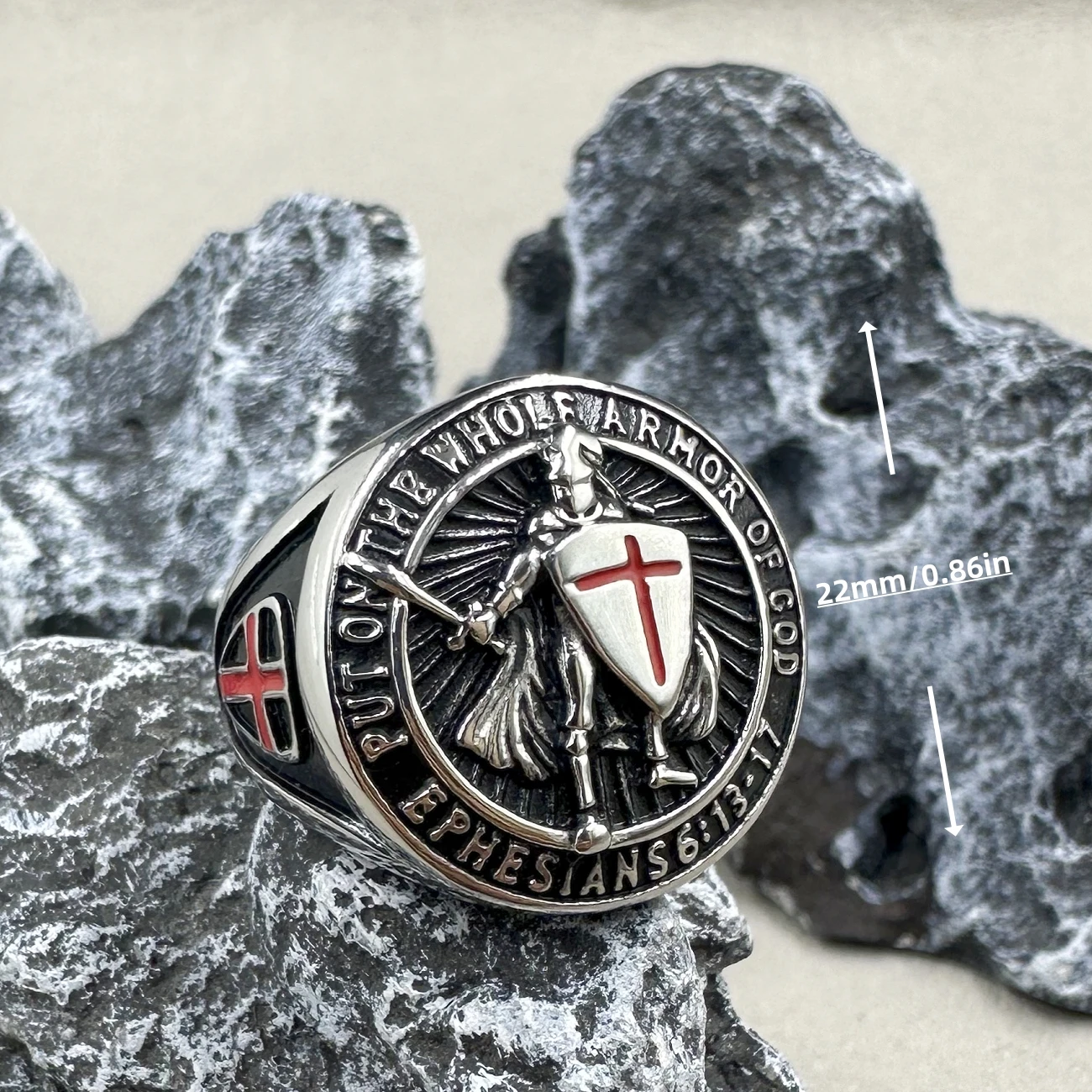 Hot sale Men's Knight cross Templar Ring Punk stainless steel Seal Jewelry Fashion Personality Hip Hop Rock Unisex Finger