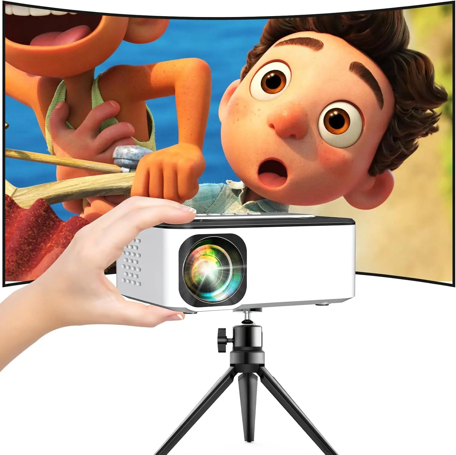 

Portable Mini Projector Full HD 1080P, Compatible with TV Stick, Phone, HDMI for Home Theater and Gaming