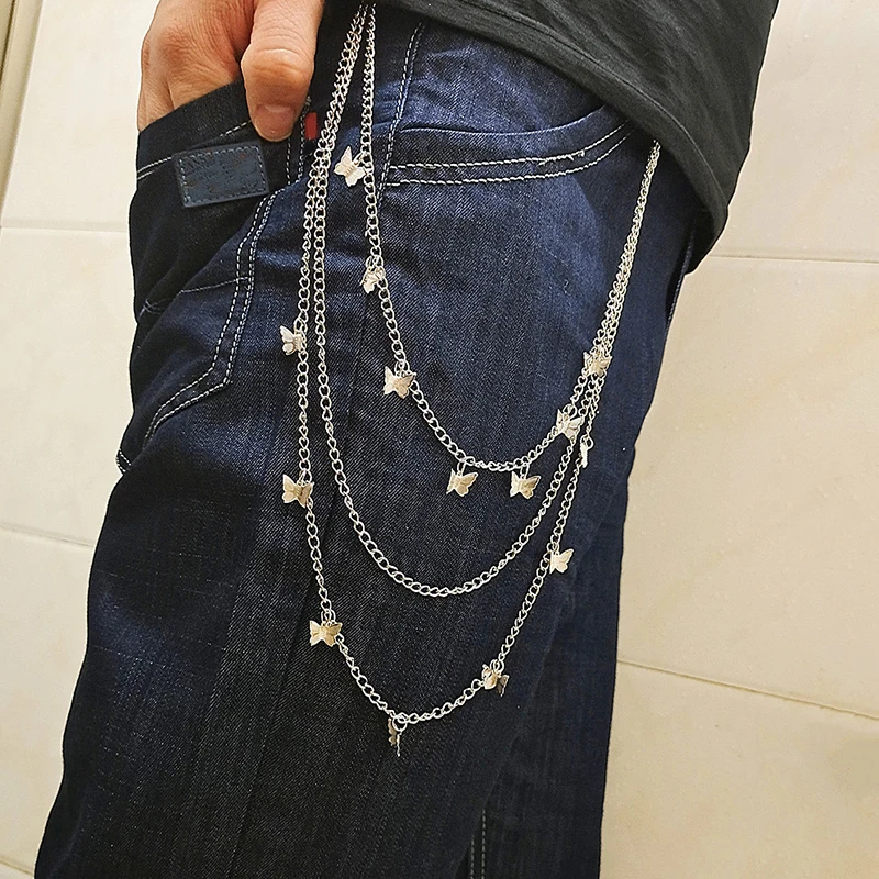 Punk Steet Keychains Chain Women Men Moon Star Rivets Skull Accessories Choice Rock Goth Pants Waist Belt Chain On Jeans Jewerly