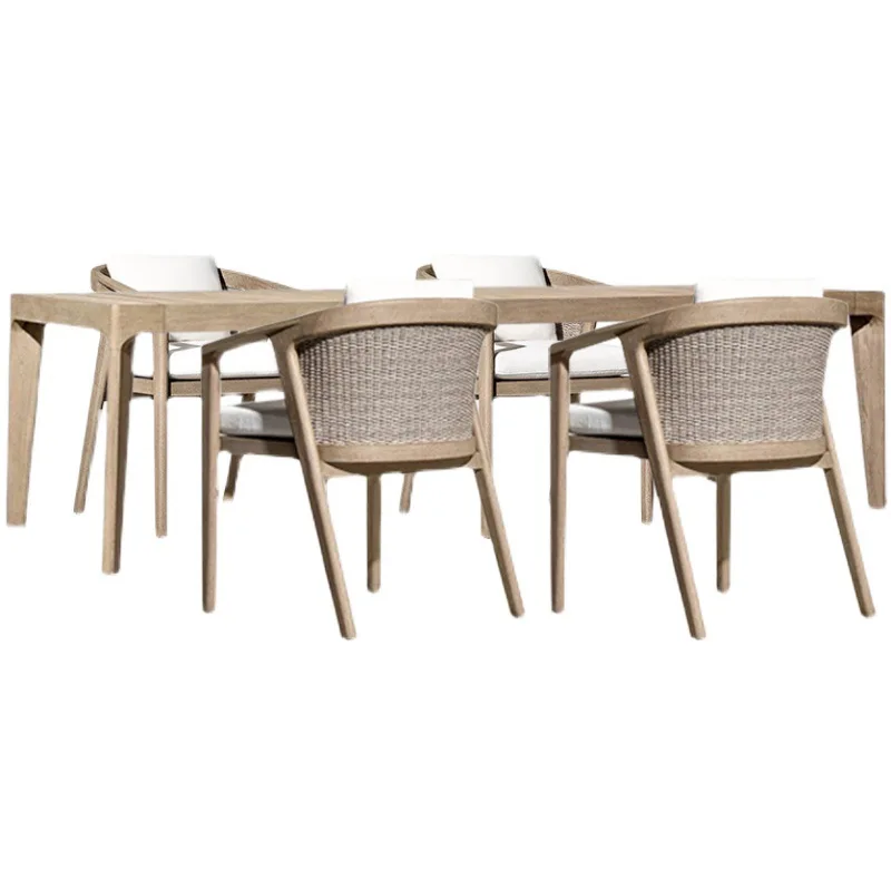 Outdoor leisure table and chair combination, outdoor villa, courtyard, terrace, dining table, model home, solid wood furniture