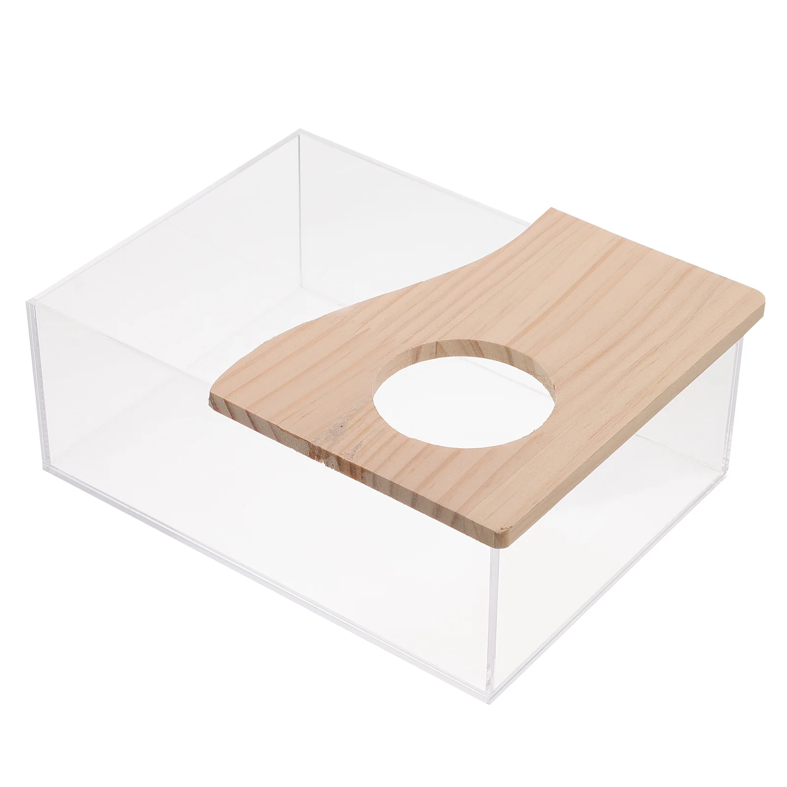 

Hamster Sandbox Toy Rat Hideout Chinchilla Clear Toilet Wooden Bath Supplies Digging Bathtub Small Pets