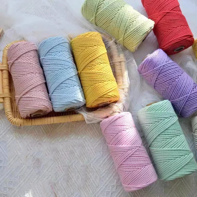 

Multicolour 4mm 50meters Macaroon Cotton Rope Macrame Colorful Thread for DIY Crafts Handwork Wall Hanging Home Decoration