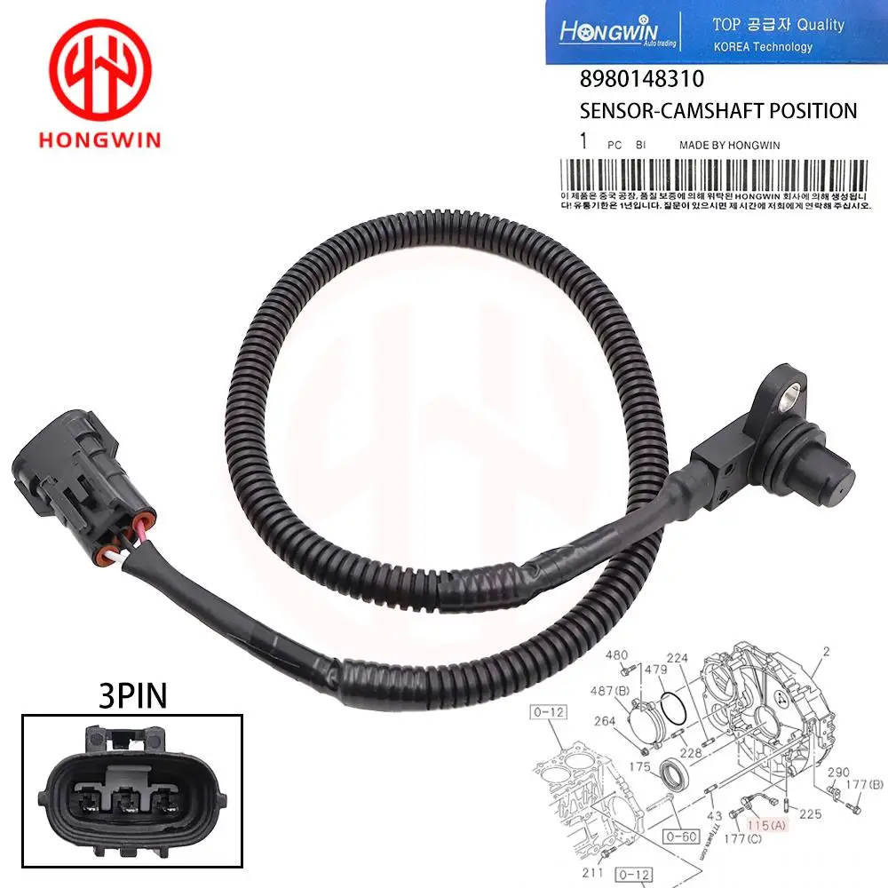 8980148310 Camshaft Position Sensor for Hino Truck Isuzu Npr Truck Hitachi ZW220 ZW250 MA200 SR2000G 3ZX225US-3 ZH200-A