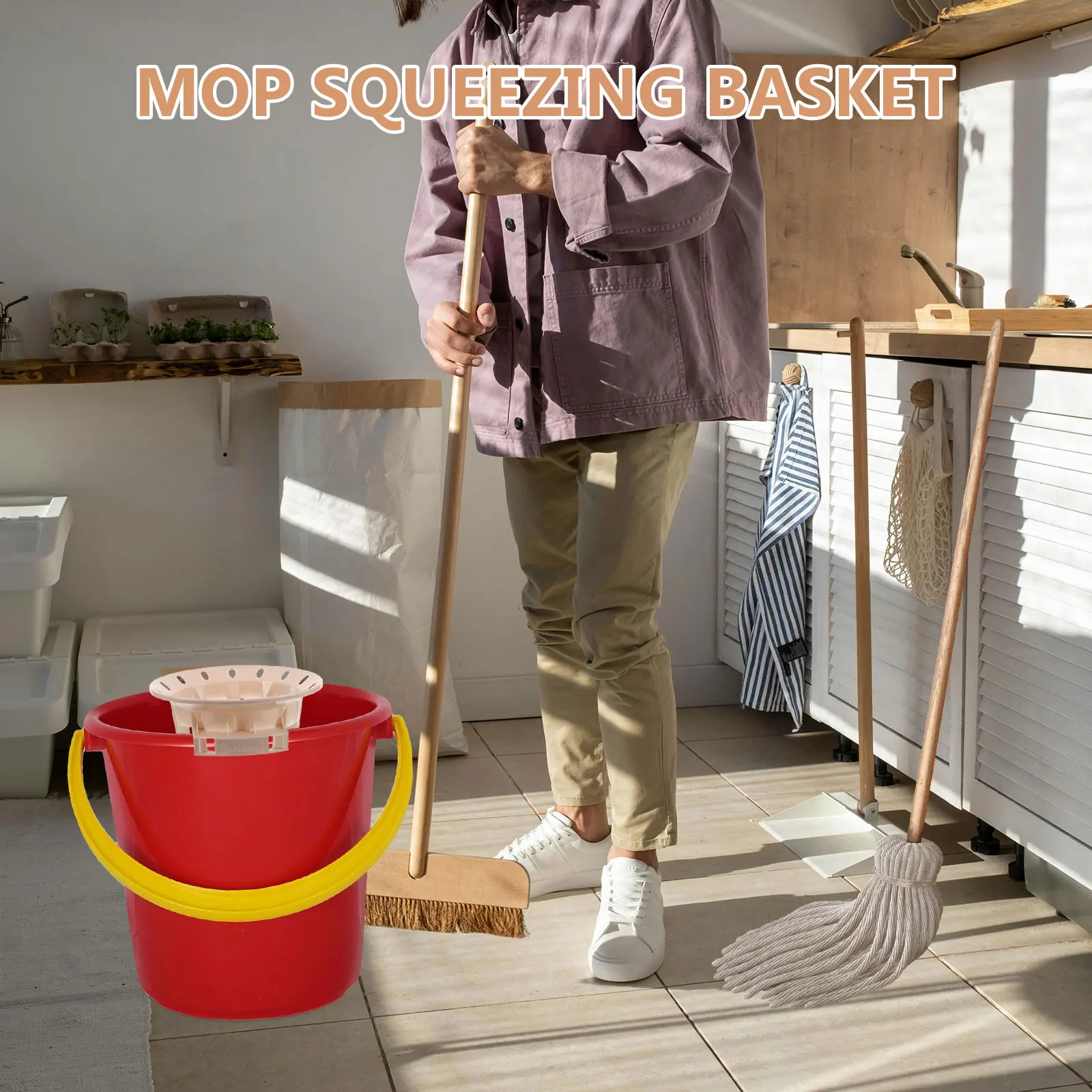 

Mop Drainage Bucket Floor Cleaning Supplies Plastic Squeeze Basket Easy Wringing Efficient Cleaning Home Office