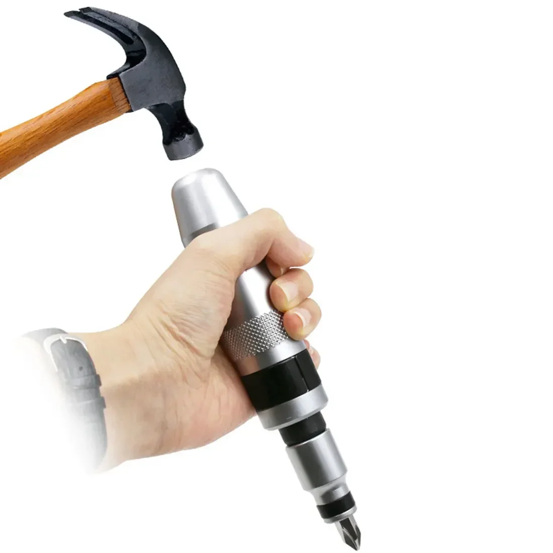 Juego de destornilladores de impacto de alta resistencia de 7 piezas: destornillador multiusos y puntas de cincel con enchufe y estuche de almacenamiento