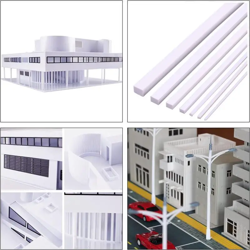 ABS White Square Plastic Rod  for Architecture Model Making DIY Craft, Hobby, School Projects, Cutting Supplies 0.5-10mm