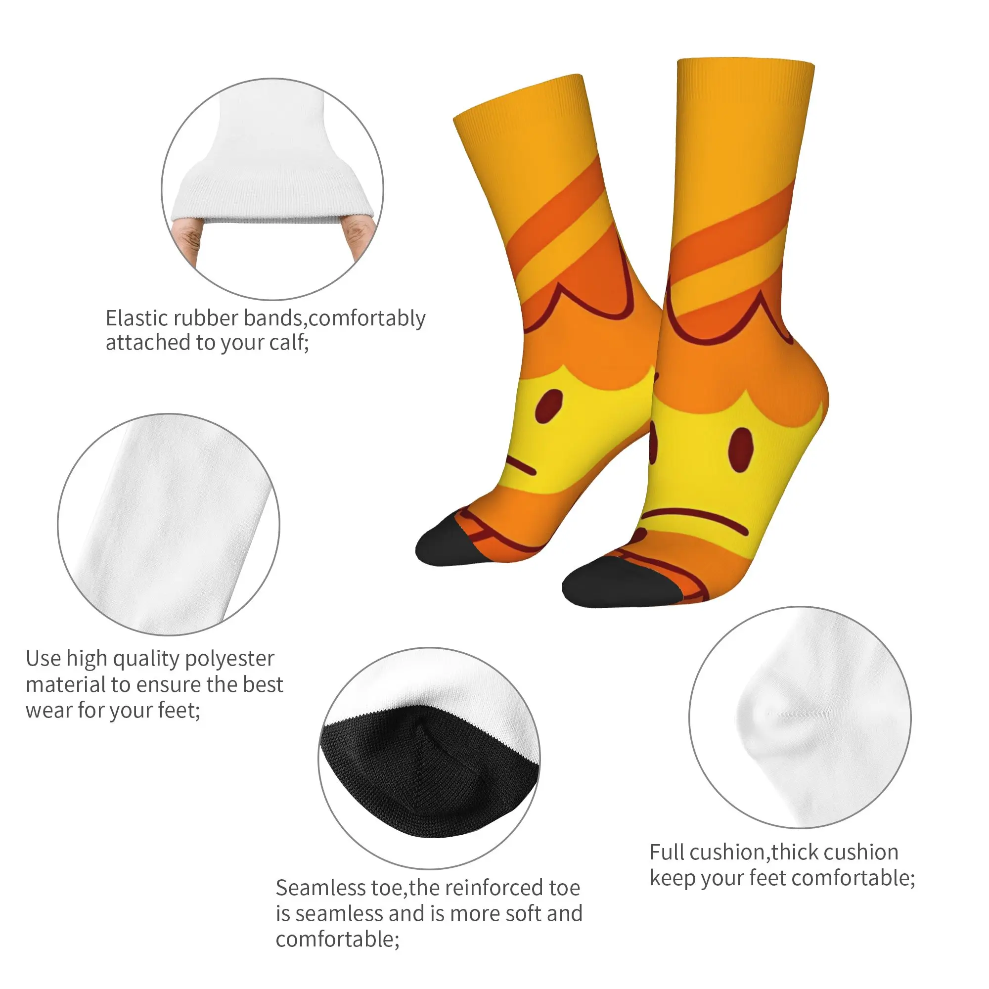 Fashion Male Men Socks Crazy BFDI Firey Cartoon Sock Polyester Game Skateboard Women's Socks Spring Summer Autumn Winter