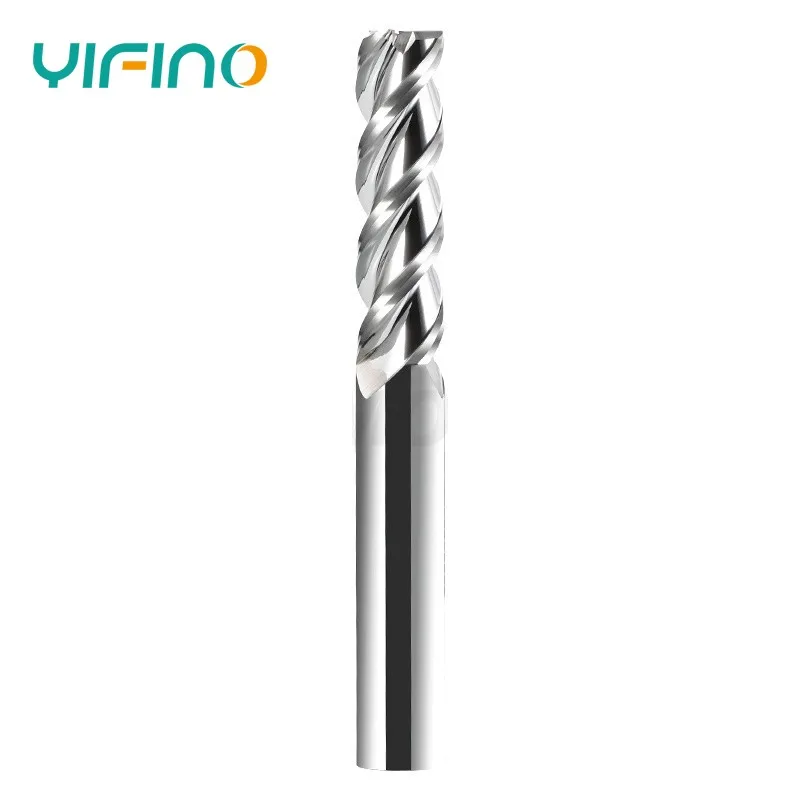 YIFINO HRC55 3-Flute Flat End Mill Tungsten Steel Carbide Milling Cutter For Aluminium CNC Mechanical Machining Endmills Tools