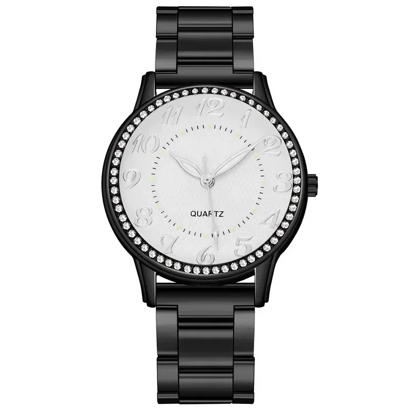 Reloj clásico de negocios para mujer, pulsera de reloj de cuarzo con esfera grande, de acero Simple, a la moda, novedad