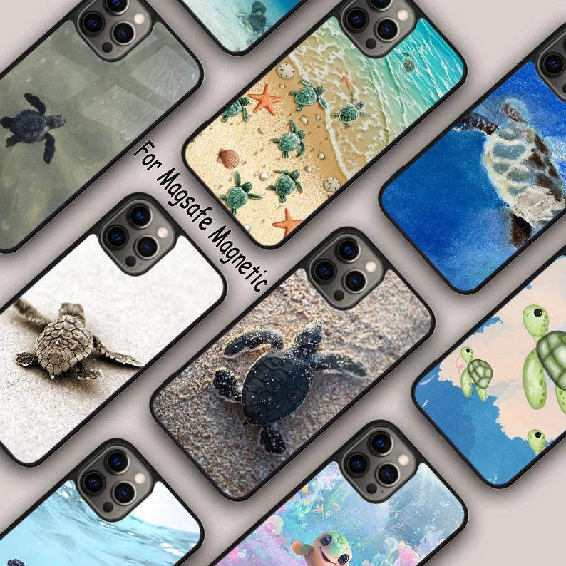 

Магнитный чехол для телефона Baby Turtle для APPLE iPhone 17 Air 16 14 13 12 Pro Max 15 Plus с беспроводной зарядкой и чехлом MagSafe