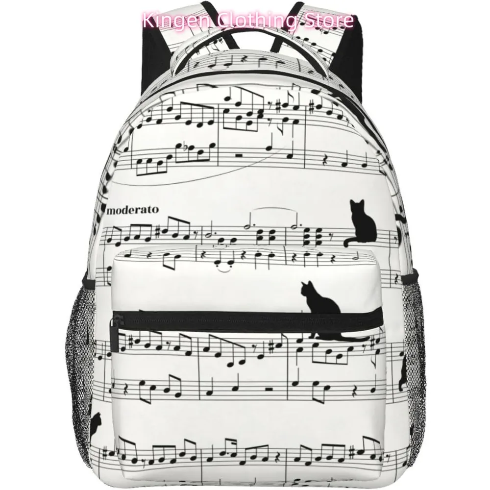 

laptop bag back to school Cute Cat Music Notes Lightweight Laptop Backpack Lightweight Multipurpose Travel Casual Daypack Unise