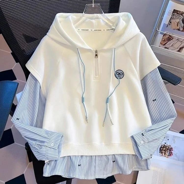 Women's Autumn Hoodie 2026 Korean Style Loose Casual Long Sleeve Pullover Trendy Streetwear Top