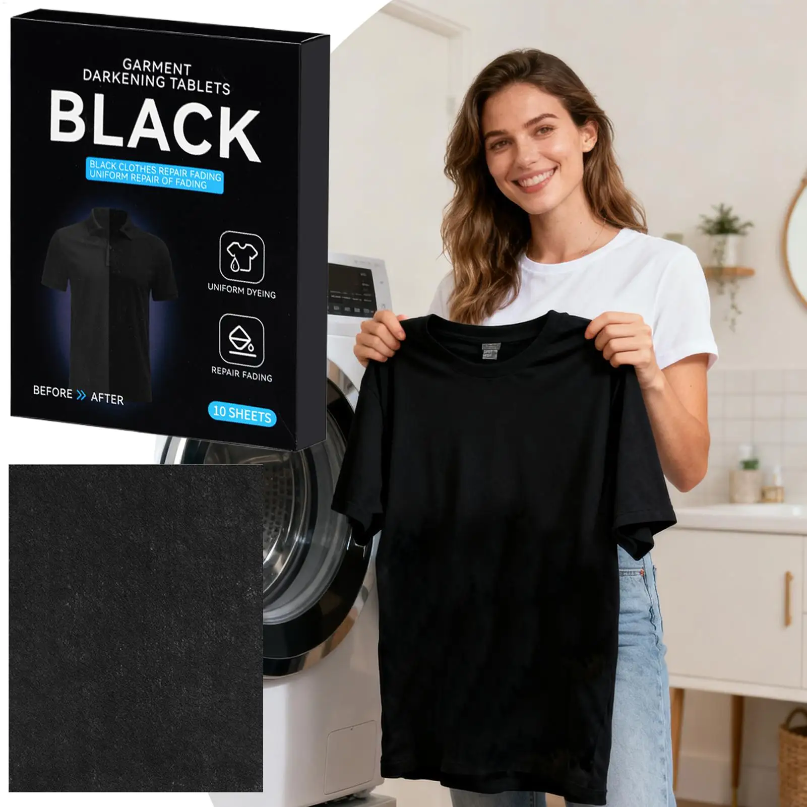 10Pcs Black Clothing Color Restorer Sheet To prevent clothing from fading Natural black fabric dye For Washing Machine