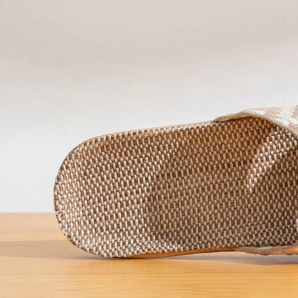 

Уютные домашние тапочки в этническом стиле из льна с перекрестными ремешками, нескользящие, с лоскутным узором, на плоской подошве, мягкие, сандалии-шлепанцы