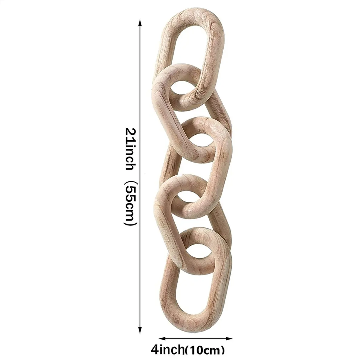 ABFS Wood Chain Link Decor,21.6 Hand Carved Decorative Wood Chain,Contemporary Home Decor for Farmhouse Shelf&Side Table B