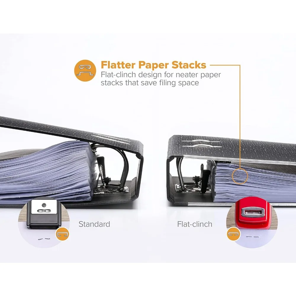 ヘビーデューティー 40 シート ステープラー、1250 ステープルとリムーバー付き、詰まりなしのデスクトップツール、オフィスや学校での使用に最適、レッド