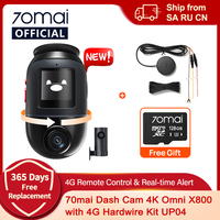 70mai Dash Cam 4K Omni X800 Front Rear Set 360° Rotating 4G Module UP04 Supercapacitor Real-time Alert Remote Control 70mai X800