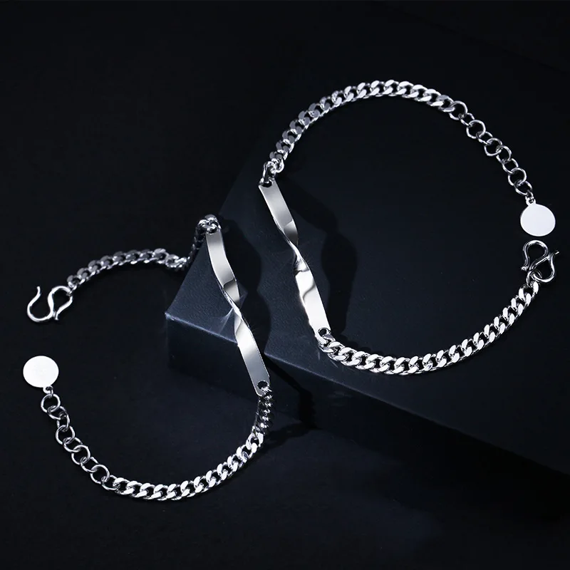 Sterling Silver Color Mobius Charm Bracelets for Lovers Couple Hand Chain Link Original Fashion Jewelry S116