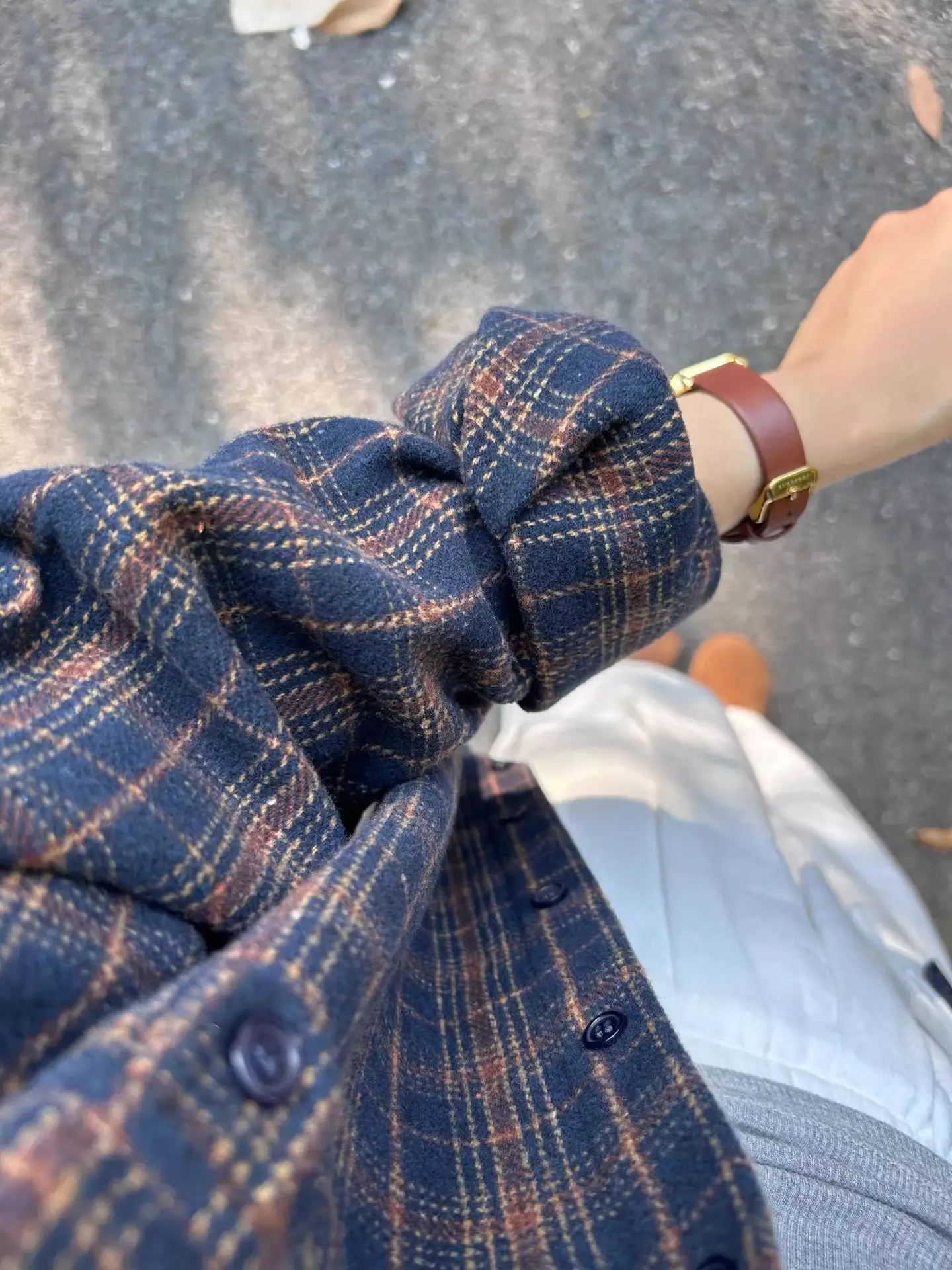 Camicia scozzese in cotone spazzolato, nuovo stile per donna, camicia retrò di fascia alta, top a strati, cappotto sottile autunnale e invernale