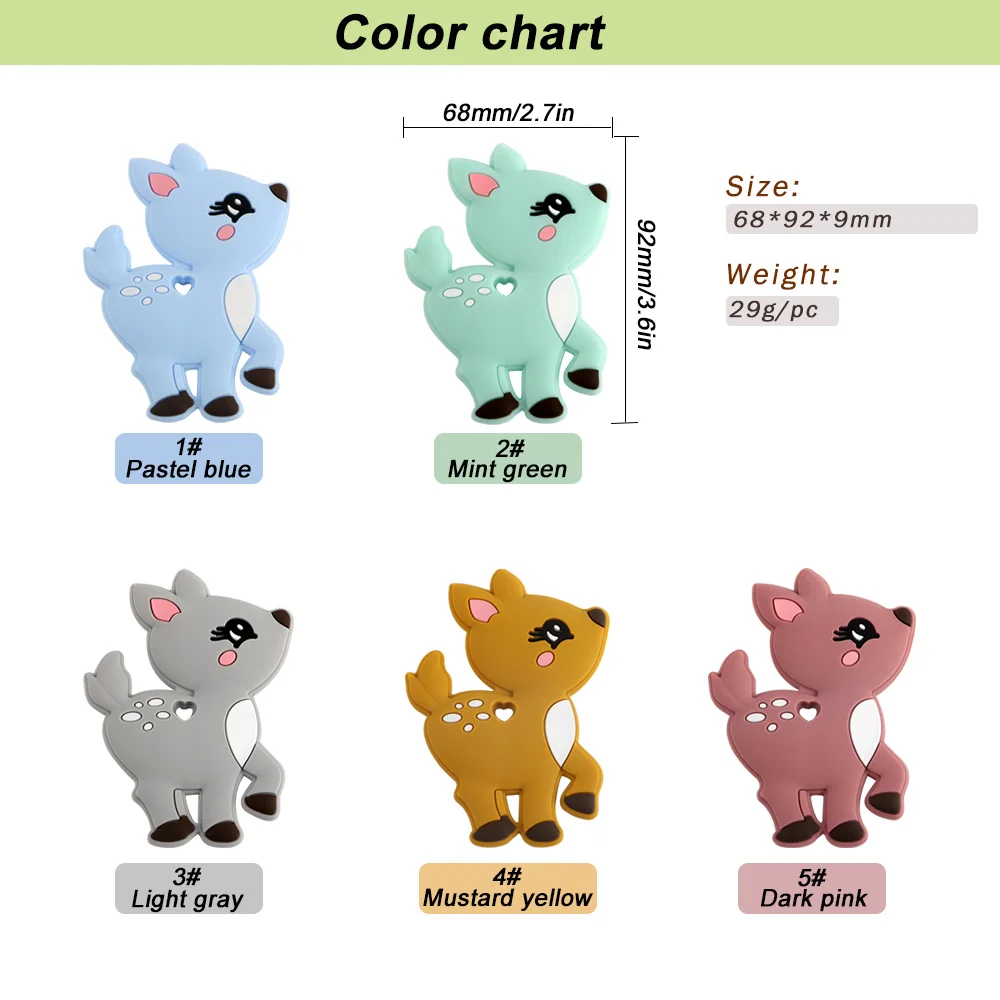 1/5pcs Deer Silicone Animal Beads/Pendant  For Jewelry Making Necklace Bracelet Earrings Keychain DIY Personalize Accessories image 6