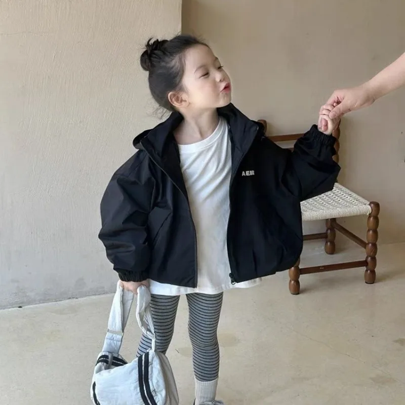 

Girls' Stormtrooper Jacket Spring New Korean Edition Casual Children's Hooded Zipper Jacket Top