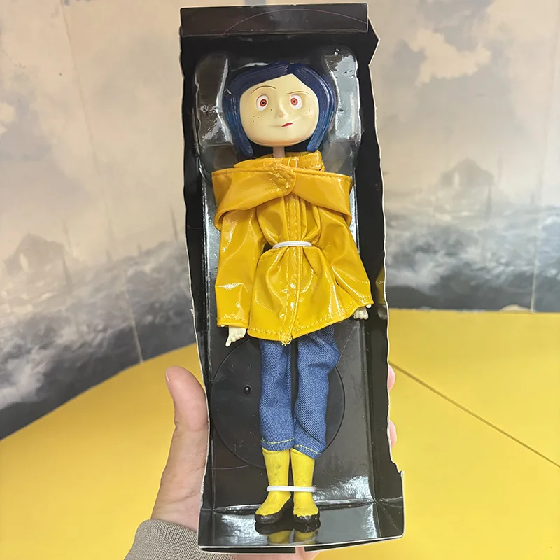 NECA Coraline Action Figure With Yellow Raincoat Toy Doll Gift For Christmas Children Birthday Gift Decoration 18CM