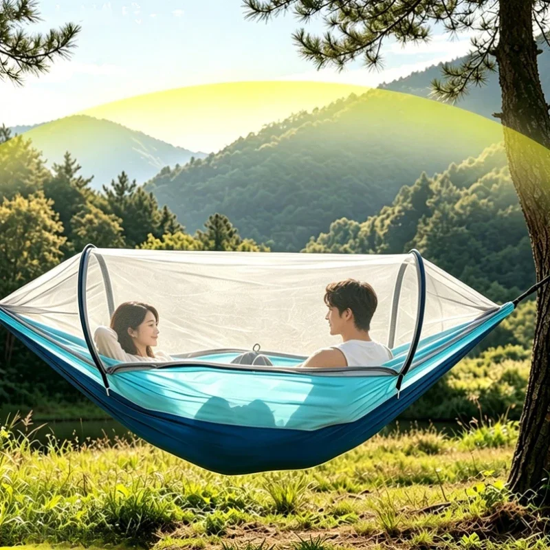 Full Enclosed Encrypted Mosquito Net Hammock Children Adults Universal Swing Rocking Bed Picnic Lunch Break Breathable Mesh Beds