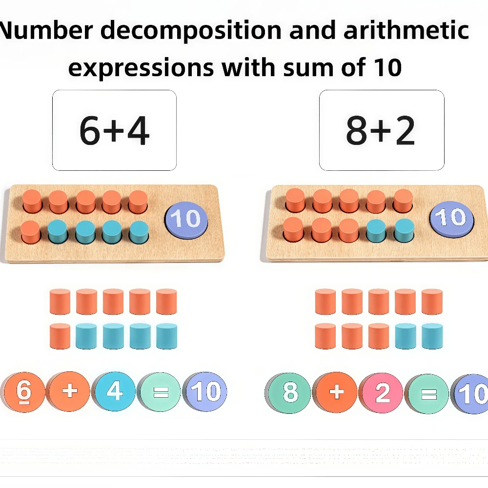 어린이를위한 수학 계산 장난감 10 프레임 산술 보드 유치원 유치원 계산 기술을위한 조기 학습 교육 도구