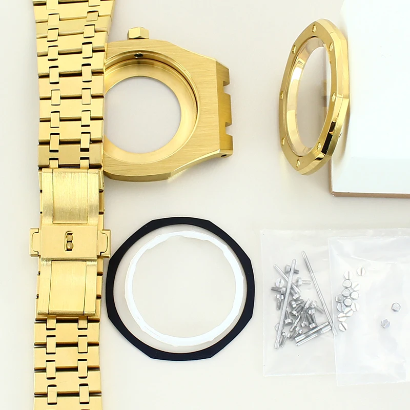 Gold 41mm Luxury Octagonal Watch Cases Bracelets Parts Sapphire Glass For Royal Seiko nh35 nh36 nh34 nh38 Movement 31.8mm Dial