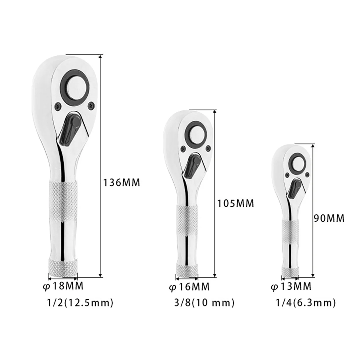 72-Tooth Quick Socket Ratchet Wrench, Large, Medium and Small Flying Two-Way Horn Short Handle Mini Auto Repair Wrench