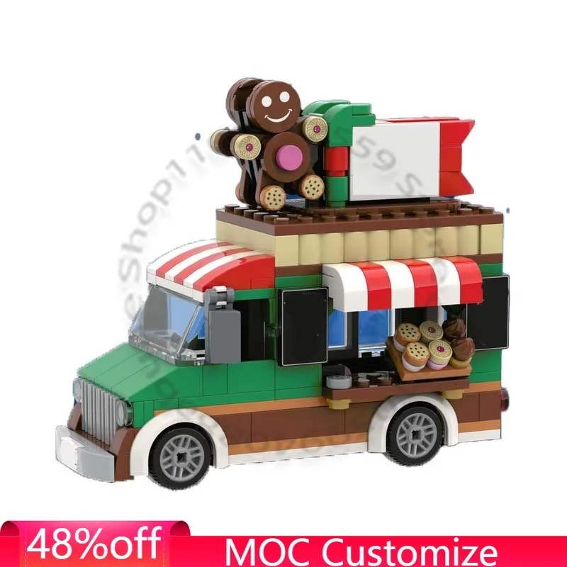 316 PCS Couple Cupcake Truck MOC Customize Modular Building Block Simple Kids Brick Design Model Creative DIY Toy Birthday Gift