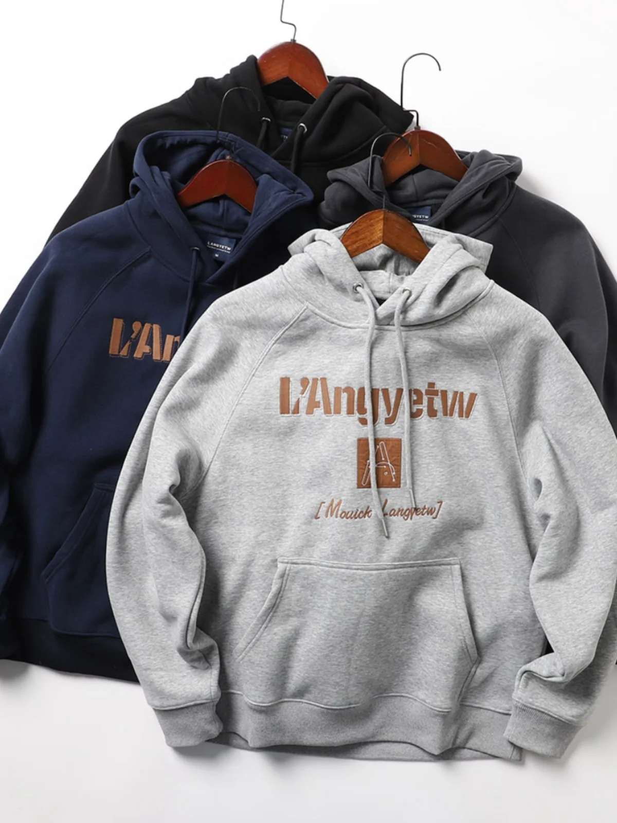 

Мужская утепленная толстовка с капюшоном цвета хаки в стиле ретро, повседневная спортивная толстовка, модная верхняя одежда для молодежи на осень-зиму