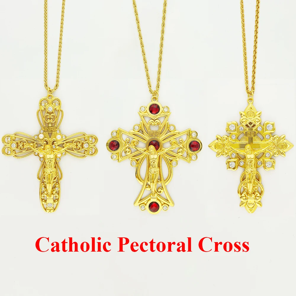 Jesus Orthodox Pectoral Cross Ornament Catholic Prayer Cross For Priests Church Articulos Religiosos Catolicos крест в машину