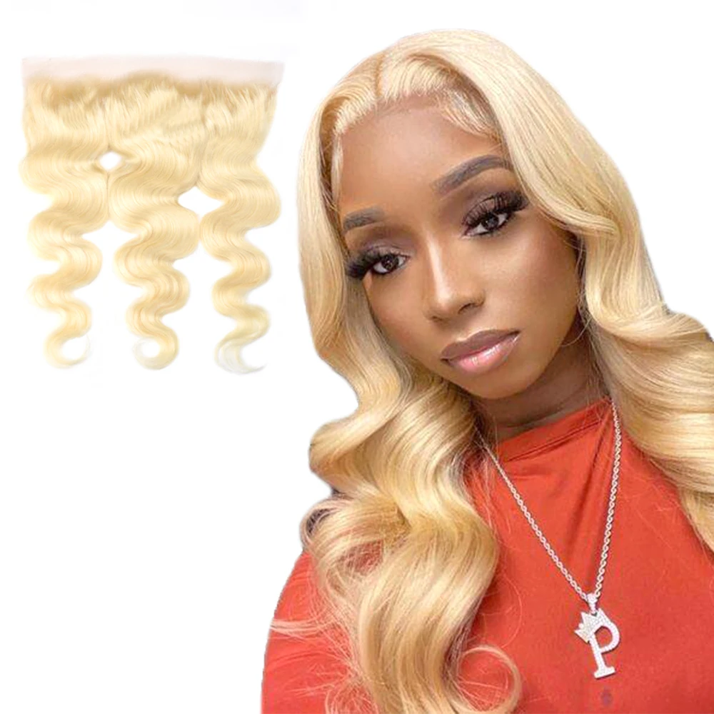 

613 HD 13x4 Body Wave Lace Frontal Human Hair Melt Skin With Pre Plucked Brazilian Wave Blonde Swiss Lace Frontals