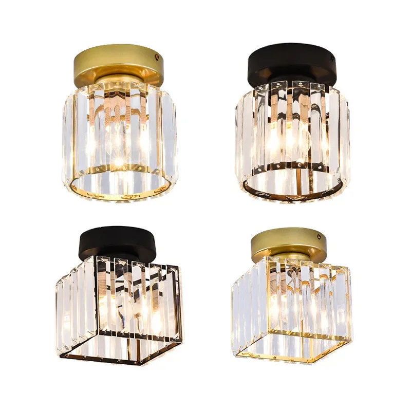 Led Ceiling Lights Crystal Lampshade Balck Gold Plafonnier Living Room Bedroom Modern Round Square Decorative Ceiling Lamp E27