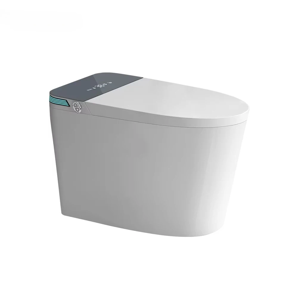 

Modern automatic opening toilet, hidden water tank, integrated smart bidet, smart toilet with remote control, ceramic floor type