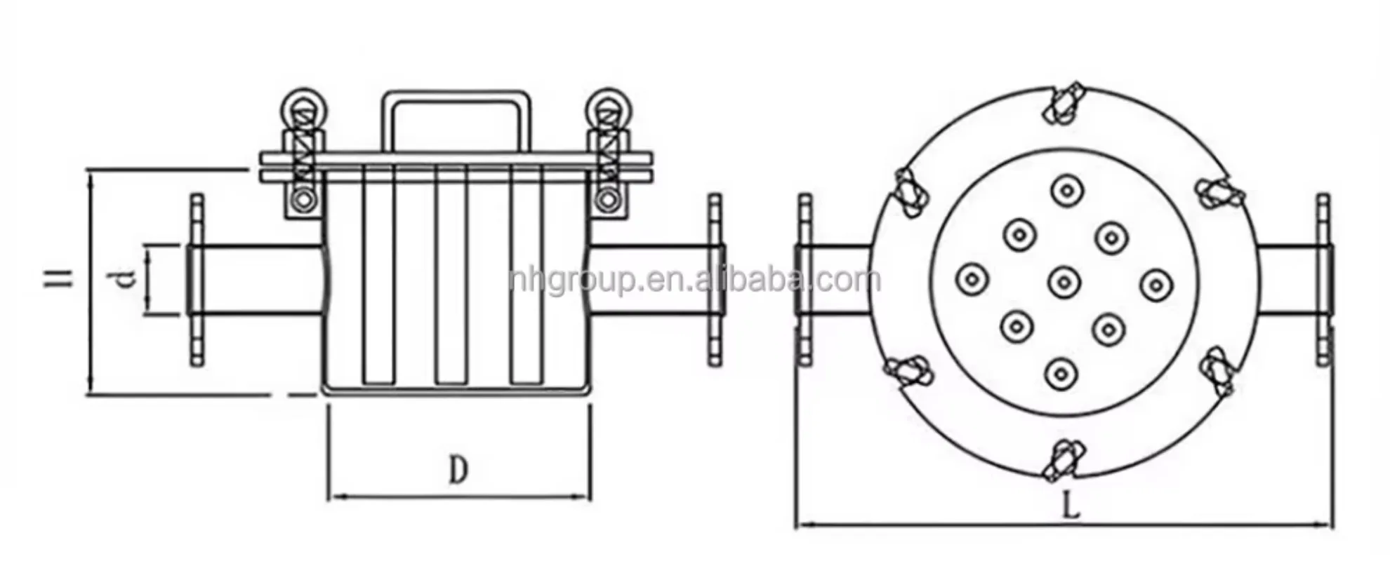 Automatic Stainless Steel Pipeline Magnet Trap 10000-13000GS Magnetic Strength Remove Ferrous Metals Powdery Materials Magnetic