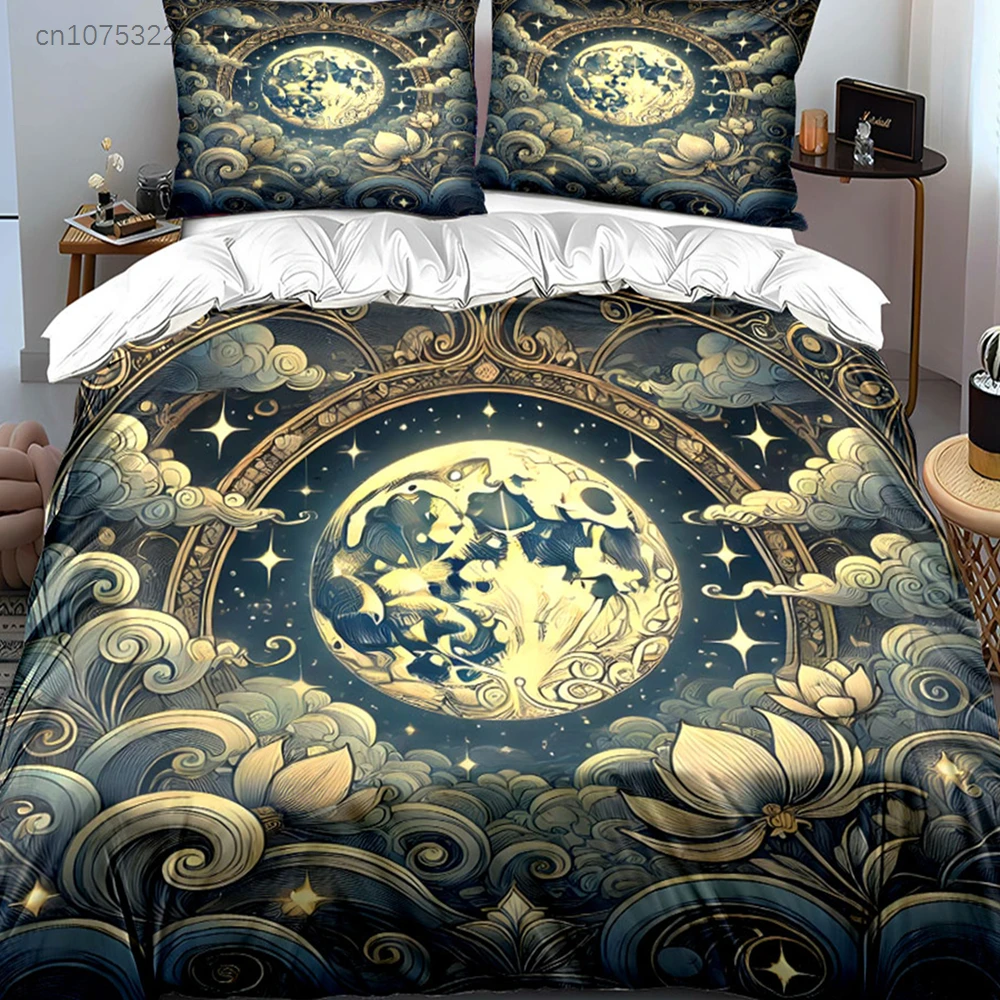 Moonlit Lotus Design Set Multiple Sizes kid's And adults' Bedroom Exquisite 3PC Bedding set, Gift