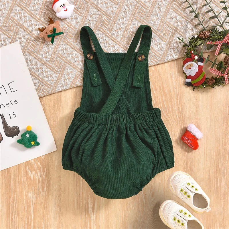 Baby Girls Boys Ovrealls Rompers Letter Embroidered Corduroy Sleeveless Infant Bodysuits Jumpsuits