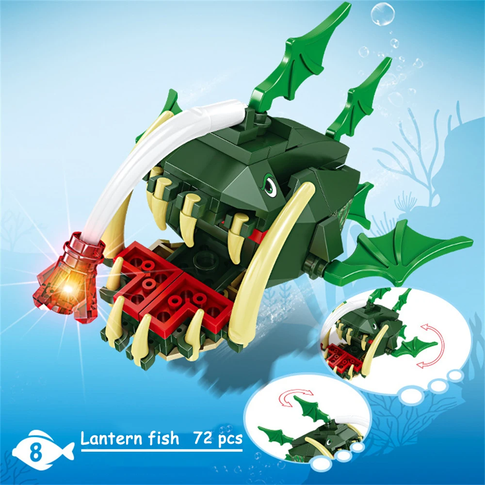 

Knew Built Lantern Fish So On Marine Animal Series Building Blocks Toys - Perfect for Kids, Gift Educational Ocean World Toy Set