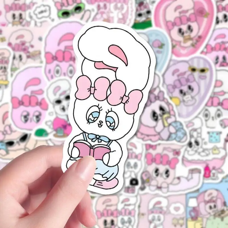 55 قطعة من ملصقات استير الكرتونية اللطيفة على شكل أرنب إبداعي ملصقات قطع مستقلة لكوب الماء وحافظة هاتف لسطح المكتب ألعاب تزيين ذاتية الصنع