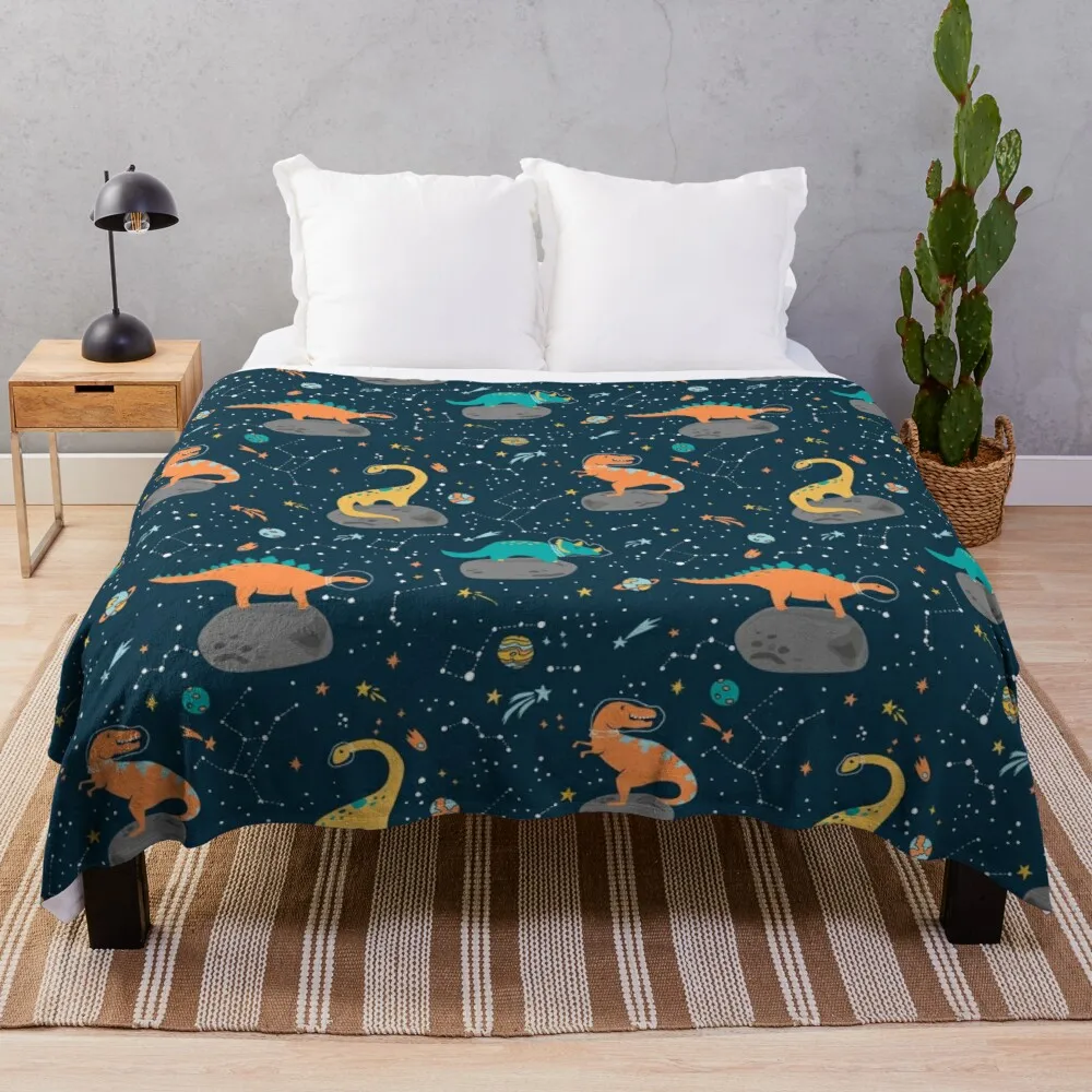 

Dinosaurs Floating on an Asteroid Throw Blanket plush queen size blanket