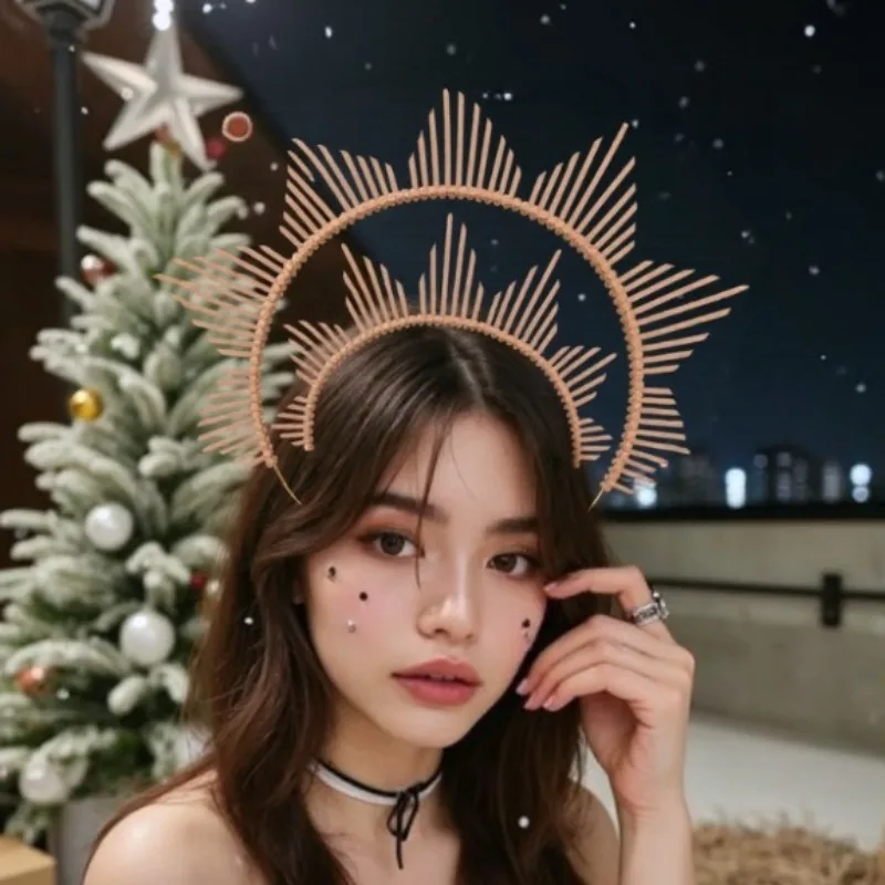 

1шт/ Тиара Небесной Мэри | Повязка на голову с застежкой-молнией для косплея/бохо/фотографий | Готические шипы Sunburst